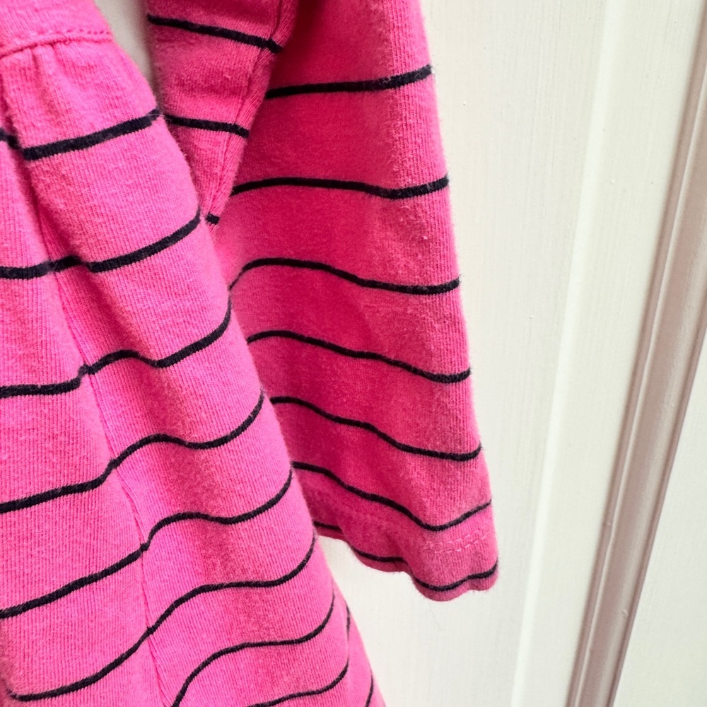 Ralph Lauren Girls Size 4 Pink and Navy Stripe Collared Polo Long Sleeve Dress - Picture 4 of 5